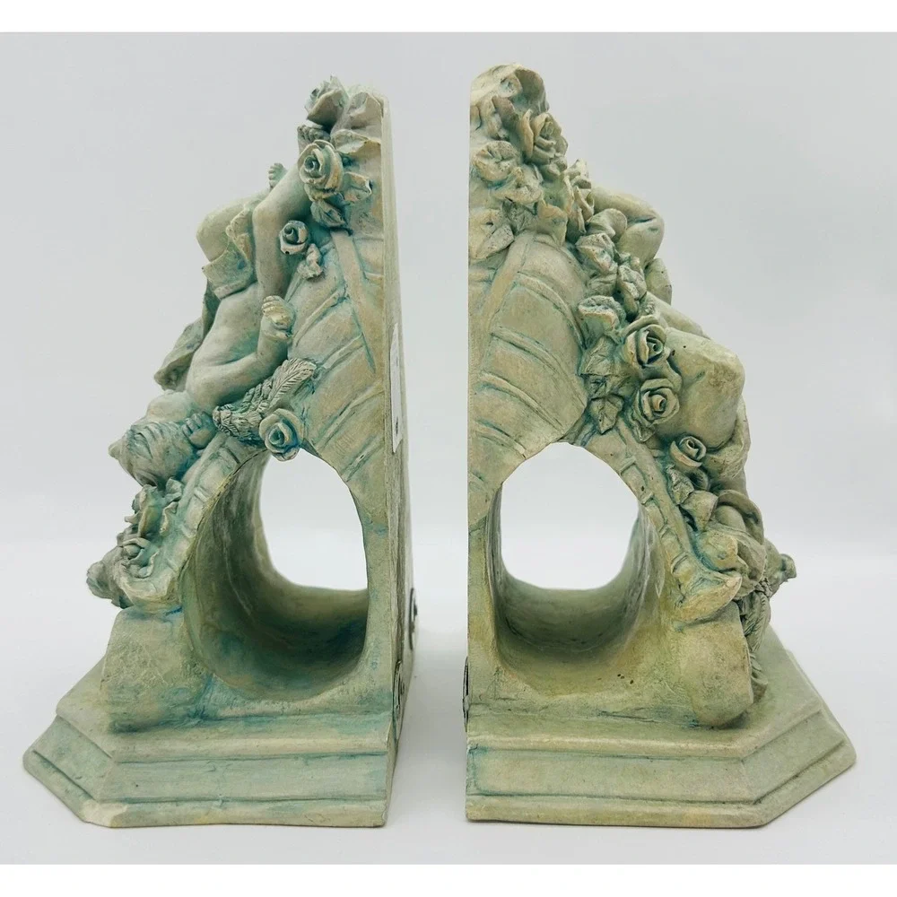 Wangs International Cherub Corbel Wall Shelf Pair Verdigris Resin WMC13